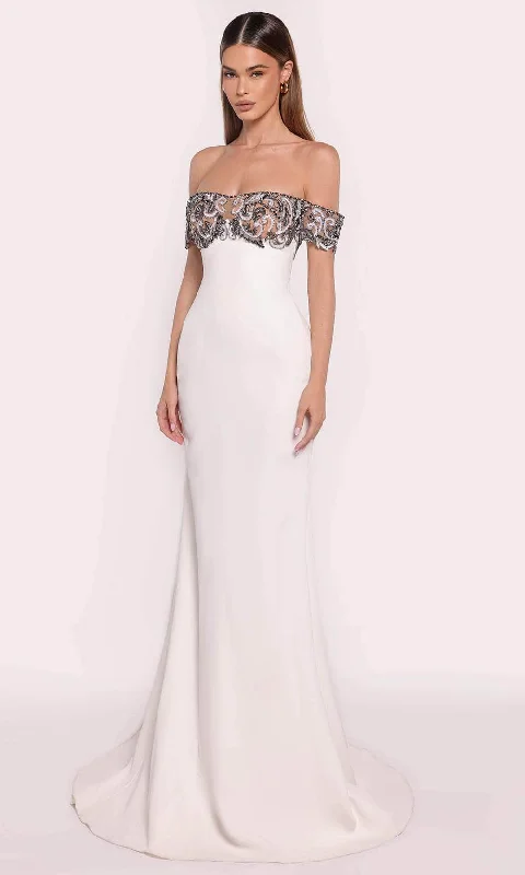 Cozy Fit Wear Tarik Ediz 98716 - Bejeweled Off Shoulder Evening Gown