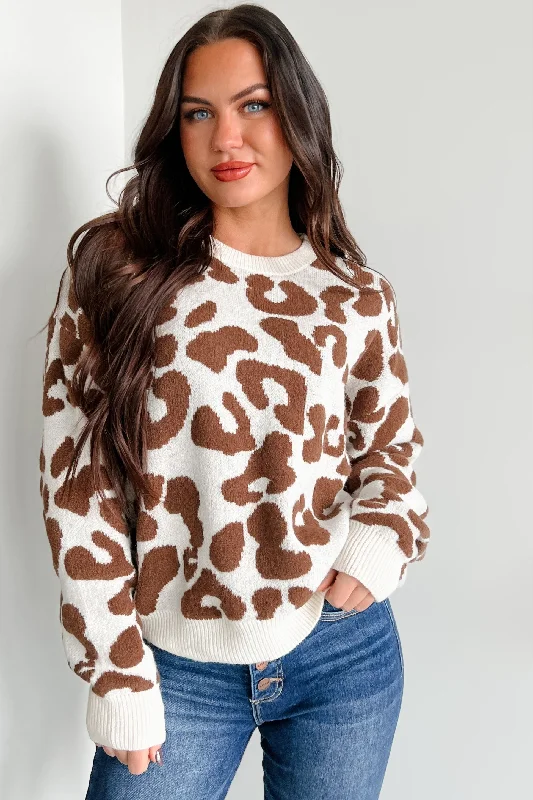 Stylish Casuals Authentic Affection Animal Print Sweater (Cream/Brown)