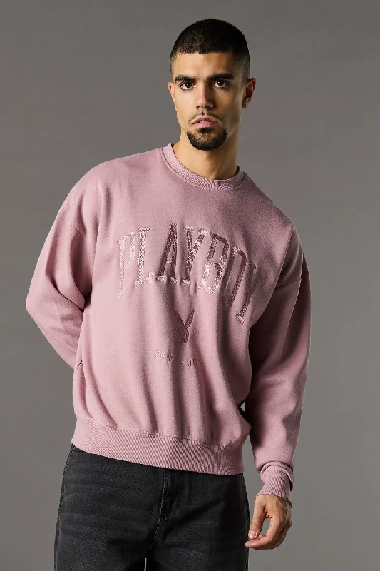 Sporty Comfort Playboy Embroidered Fleece Sweatshirt