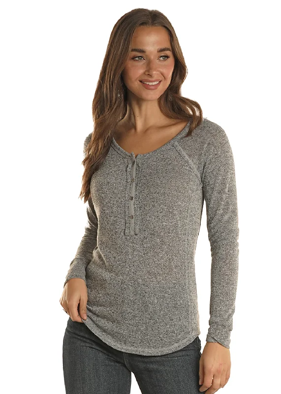 Soft Wearables Women's White Label Henley T-Shirt #LW22T02366