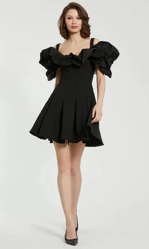 Cozy Knits Mac Duggal 21025 - Ruffled Neckline Godet Hem Cocktail Dress
