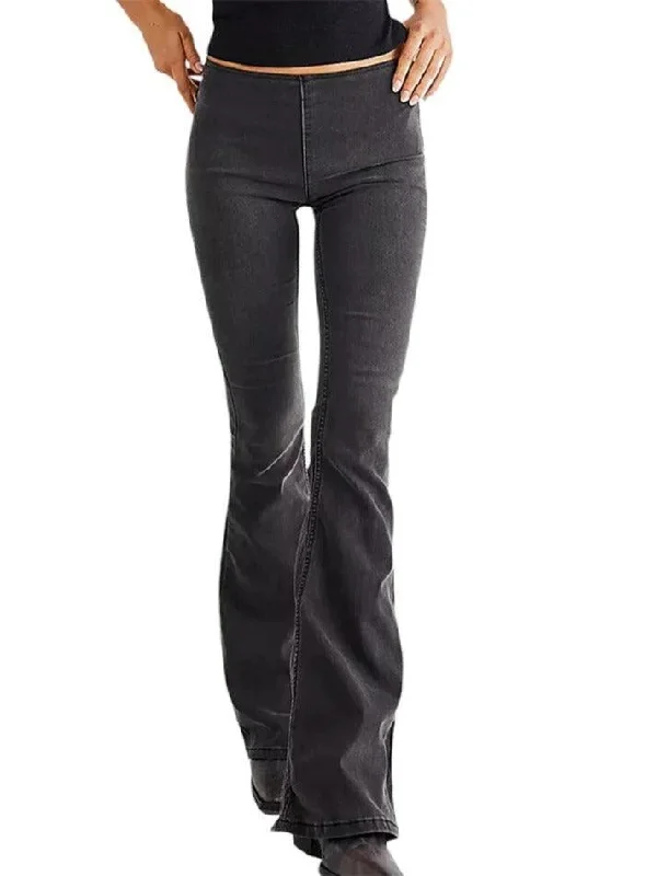 Layered Style Vintage Mid Rise Flare Jeans