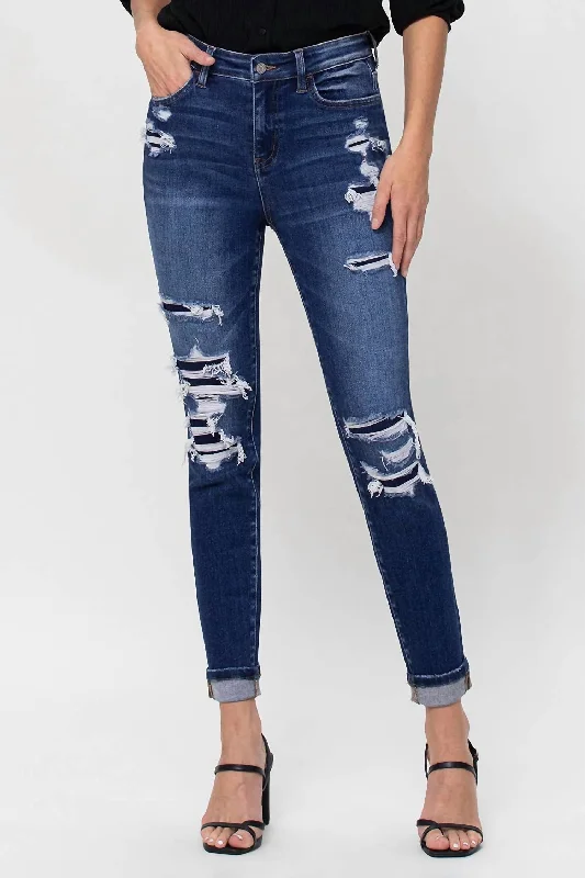 Versatile Casuals Ugly Betty High Waisted Jean In Dark Wash