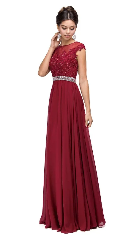Light Layers Dancing Queen - 9400 Illusion Neckline Beaded Belt A-Line Dress