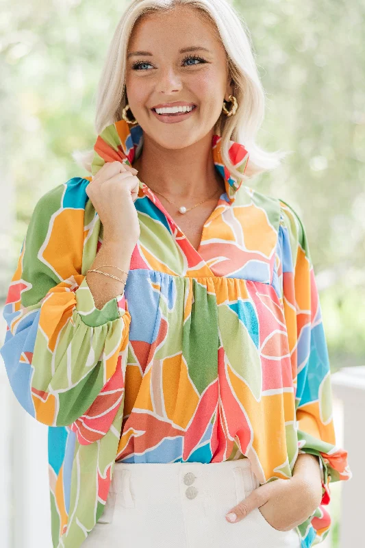 Modern Chic The Morgan Bahama Green Abstract Blouse