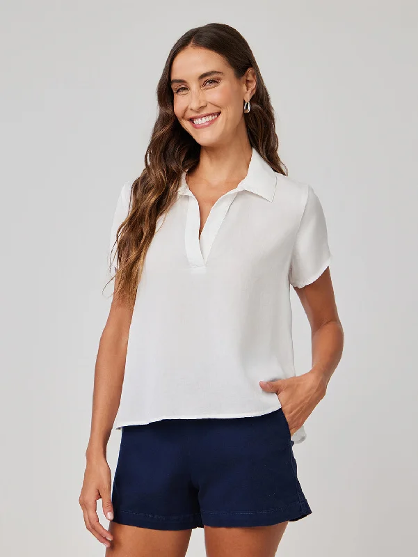 Cozy Essentials Wear Short Sleeve Pullover Top - White