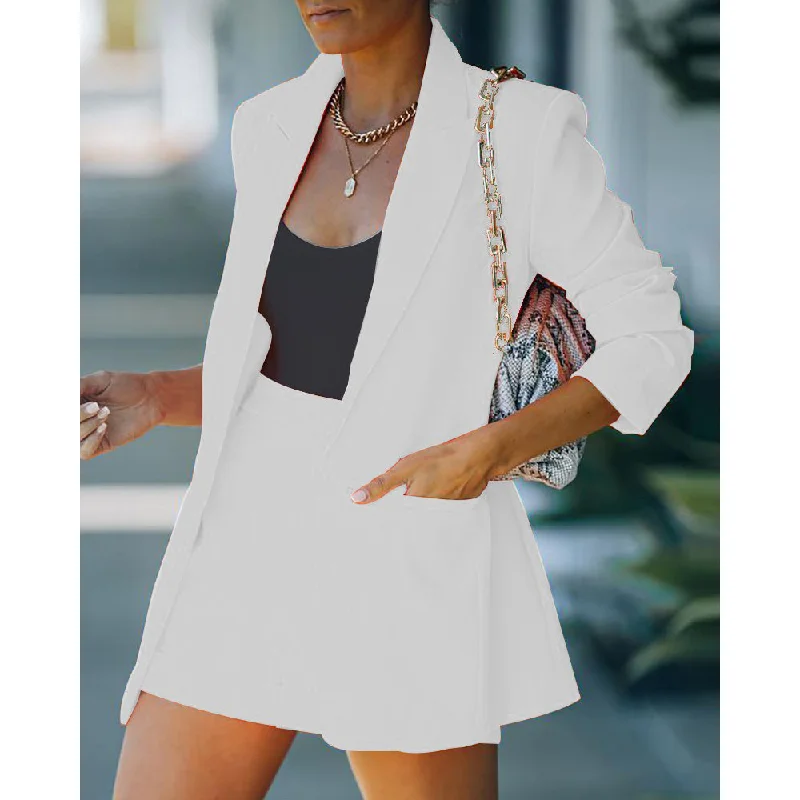 Cozy Essentials 2-Piece: Women's Basic Shirt Collar Blazer