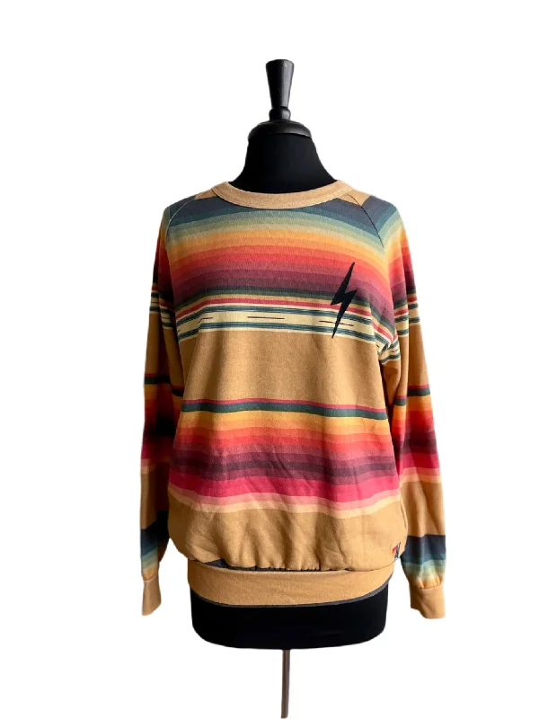 Trendy Looks Serape Bolt Crew Sweatshirt Mustard