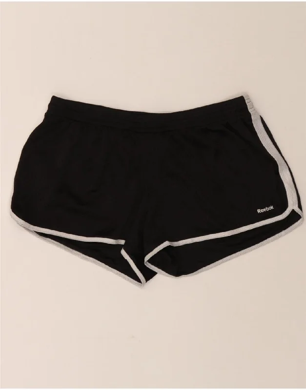 Simple Comfort REEBOK Womens Sport Shorts UK 16 Large  Black Polyester