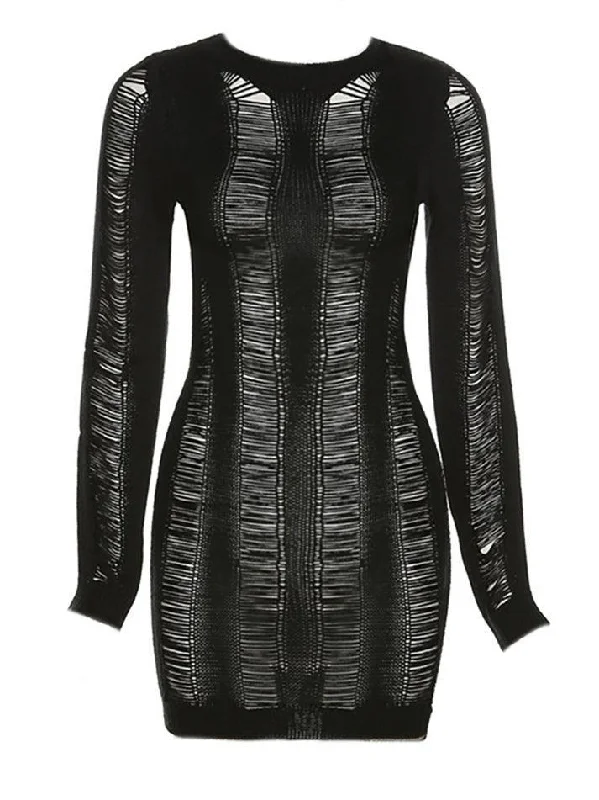 Elegant Casuals A&A Knitted Cutout Backless Mini Dress