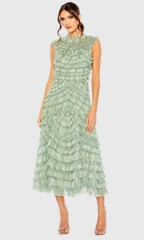 Warm Wear Mac Duggal 8225 - Floral Ruffle High Mock Neck Prom Gown