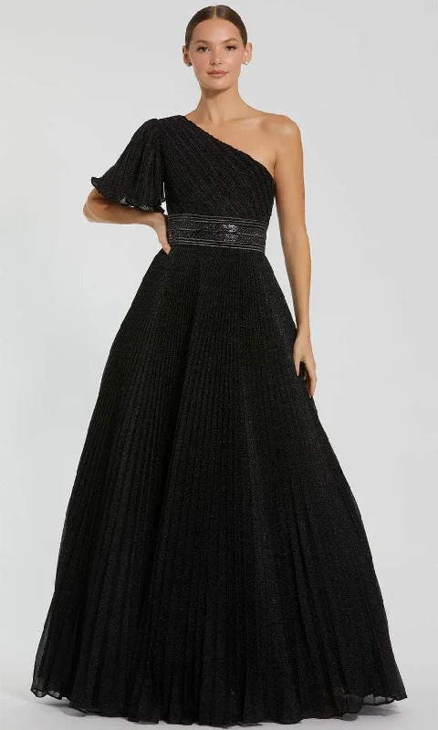 Cozy Fashion Ieena Duggal 30777 - Pleat-Detailed Asymmetric Neck Prom Dress
