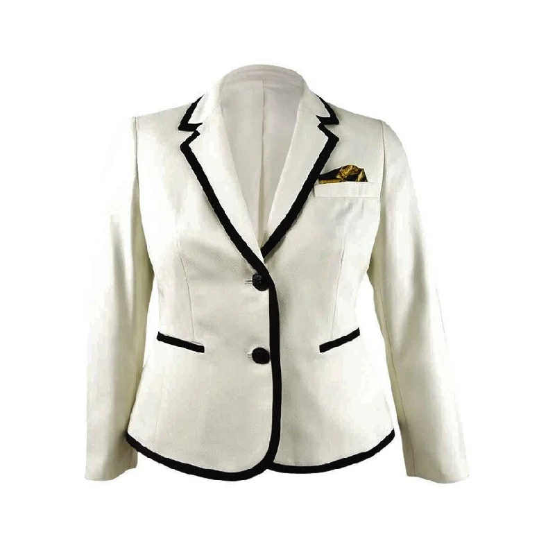Cozy Apparel Kasper Women's Contrast-Piped Blazer