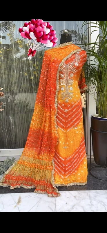 Soft Feel KcPc New Art Silk Bandhani Gotapatti Work Salwar Suit KML