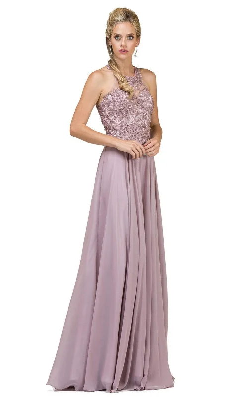 Soft Textures Dancing Queen - 2017 Beaded Lace Halter Prom Dress With Open Back