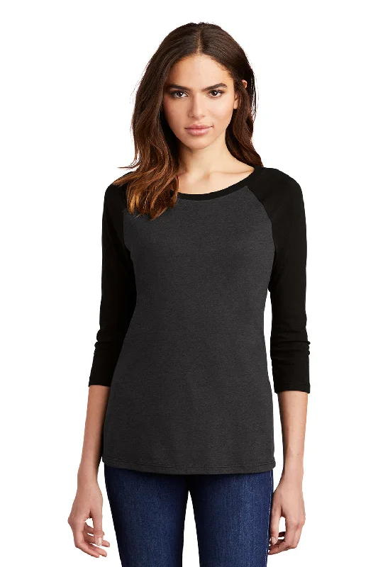 Cozy Fit Wear District Womens Perfect Tri 3/4 Sleeve Crewneck T-Shirt - Black Frost/Black