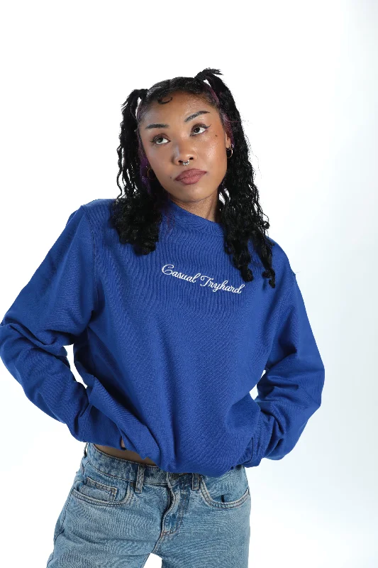 Comfortable Sweaters JUSTIN WONG - 'Casual Tryhard' Premium Embroidered Crew Neck - Navy