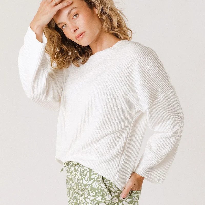 Effortless Outfits Sabrina Ribbed Pullover, White