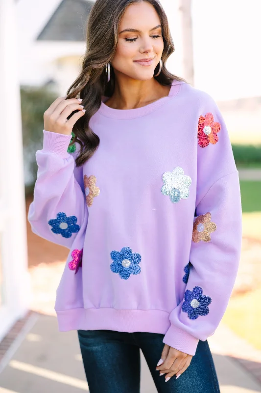 Simple Chic Just My Type Lavender Purple Floral Sweatshirt