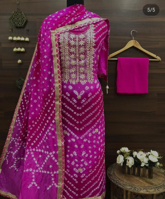 Effortless Outfits KcPc New Art Silk Bandhani Gotapatti Work Salwar Suit KML