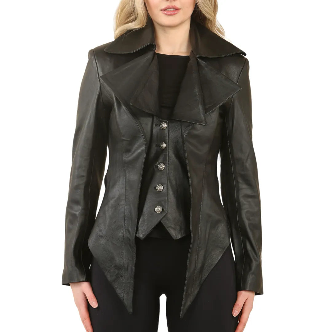 Light Layers Women's Gothic Mid-Length Edwardian Leather Jacket