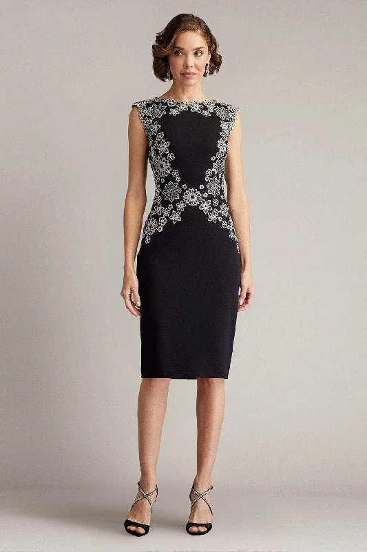 Relaxed Jackets Tadashi Shoji CFX24578MX - Floral Trimmed Cocktail Dress