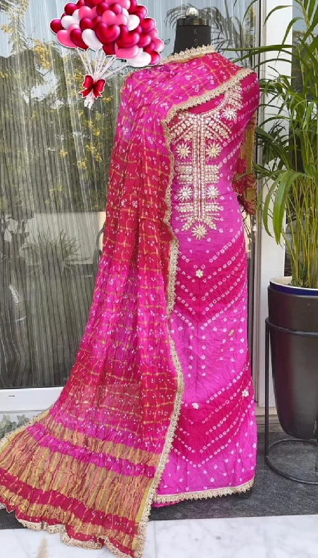 Trendy Dresses KcPc New Art Silk Bandhani Gotapatti Work Salwar Suit KML