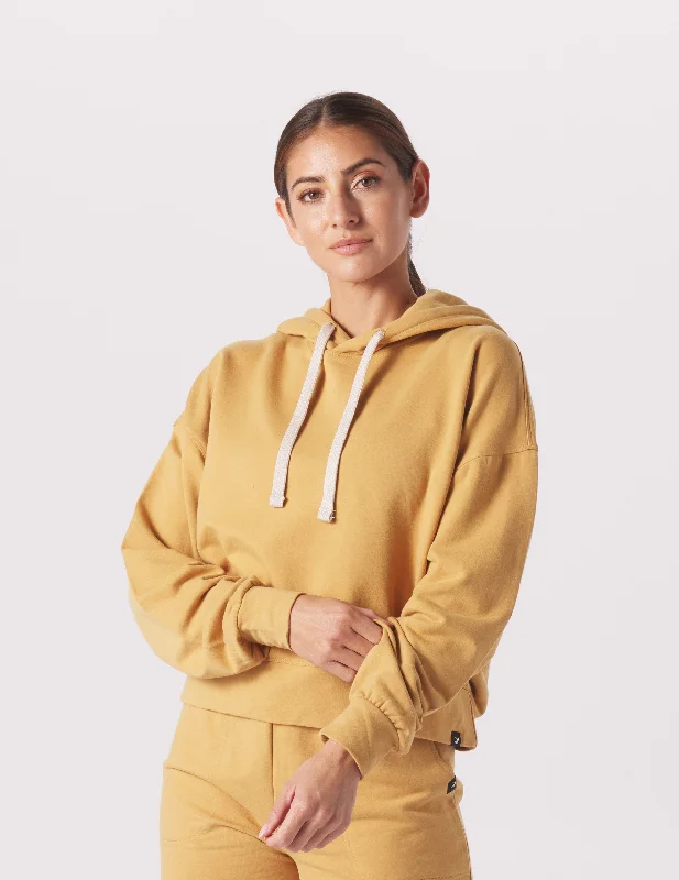 Effortless Looks Vintage Oversized Cropped Hoodie: Dijon