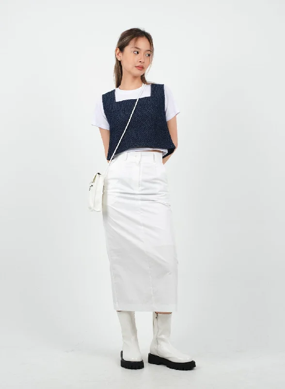 Relaxed Fashion Sqaure Neck Cropped Denim Tank Top CA26