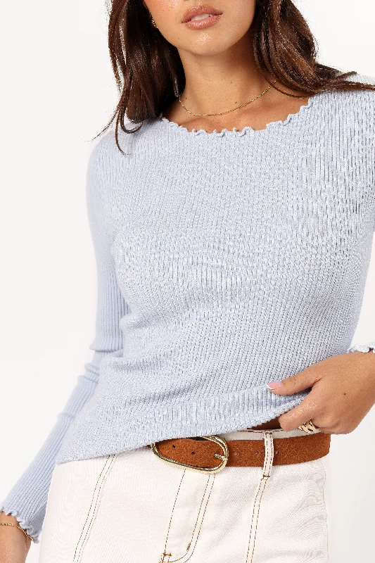 Cozy Essentials Kya Knit Top - Light Blue
