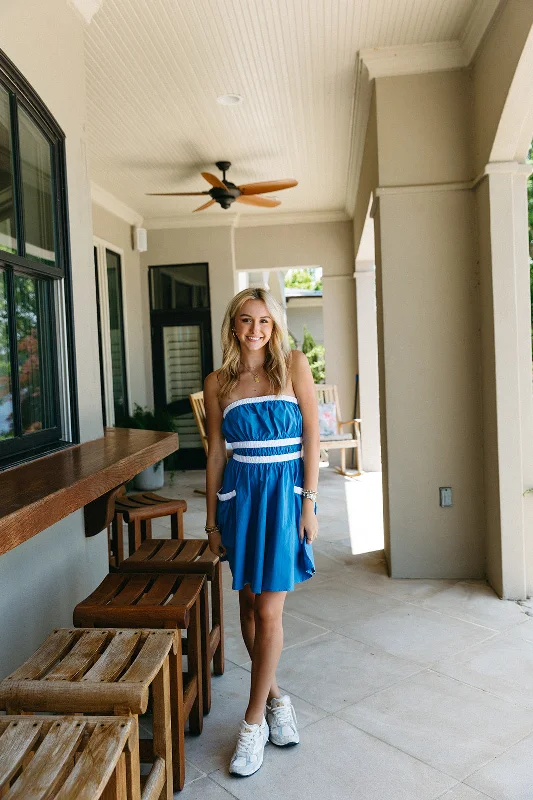 Versatile Casuals Danica Mini Dress - Blue/White