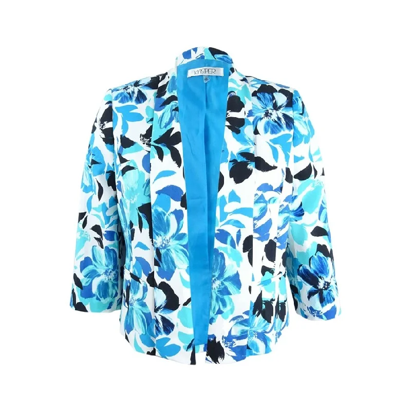 Soft Tops Kasper Women's Floral-Print Shawl-Collar Blazer