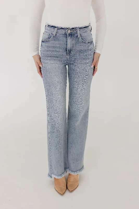 Simple Chic Ava High Rise Wide Leg Jeans Light Wash
