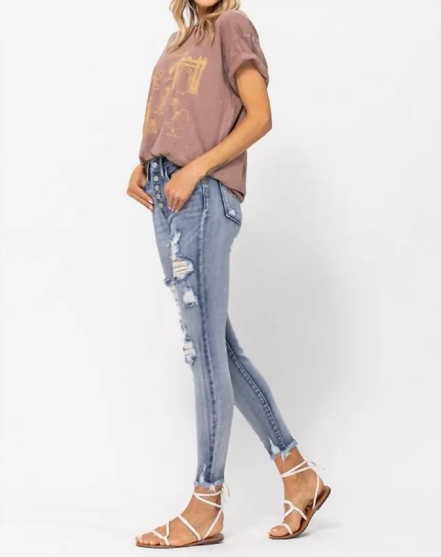 Easy Comfort Style Destroyed Bleached In Blue White
