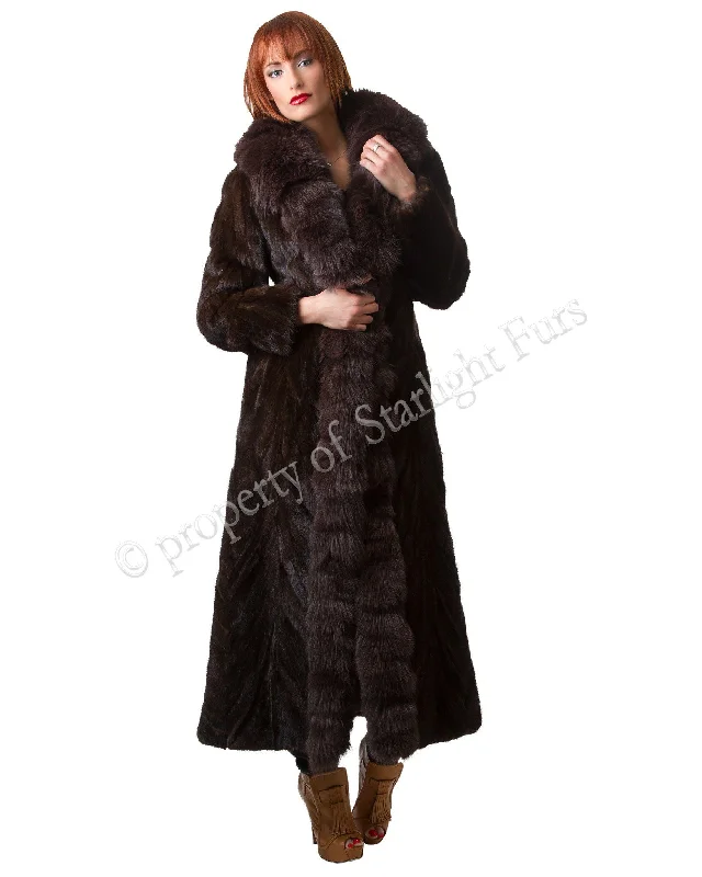 Timeless Style 55 | Mink Sections Fur Coat with Tuxedo Fox Fur