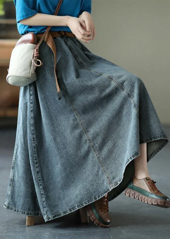 Timeless Outfits Chic Blue Retro Patchwork A Line Summer  Skirts Denim