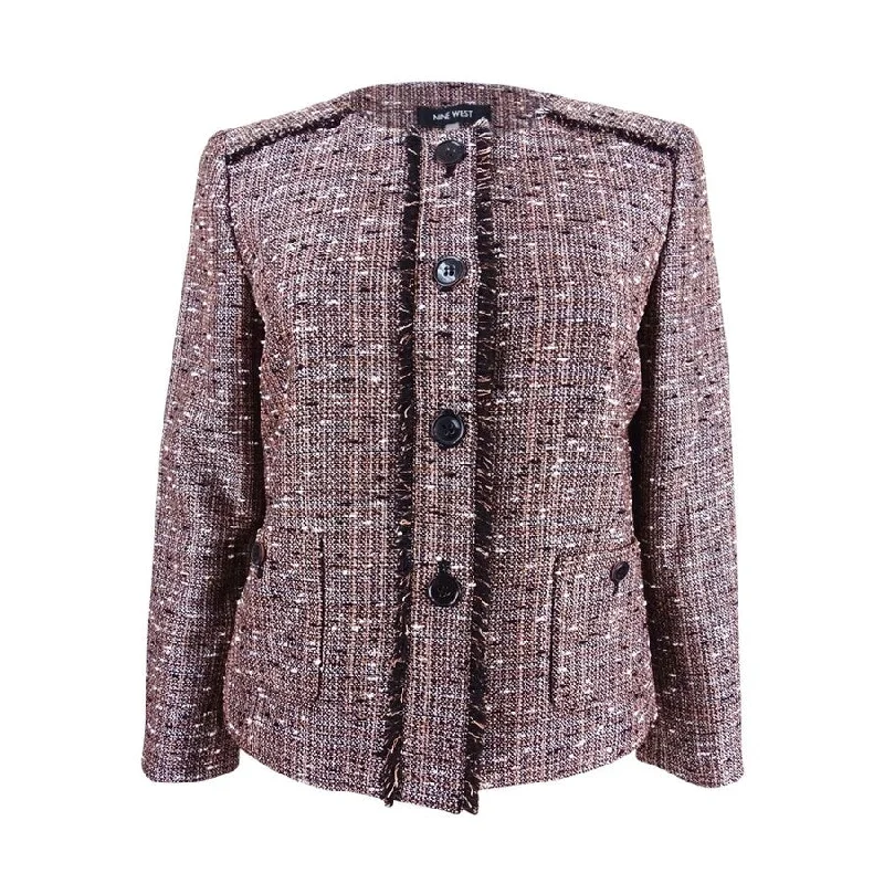 Easygoing Fashion Nine West Women's Tweed 3/4-Sleeve Blazer
