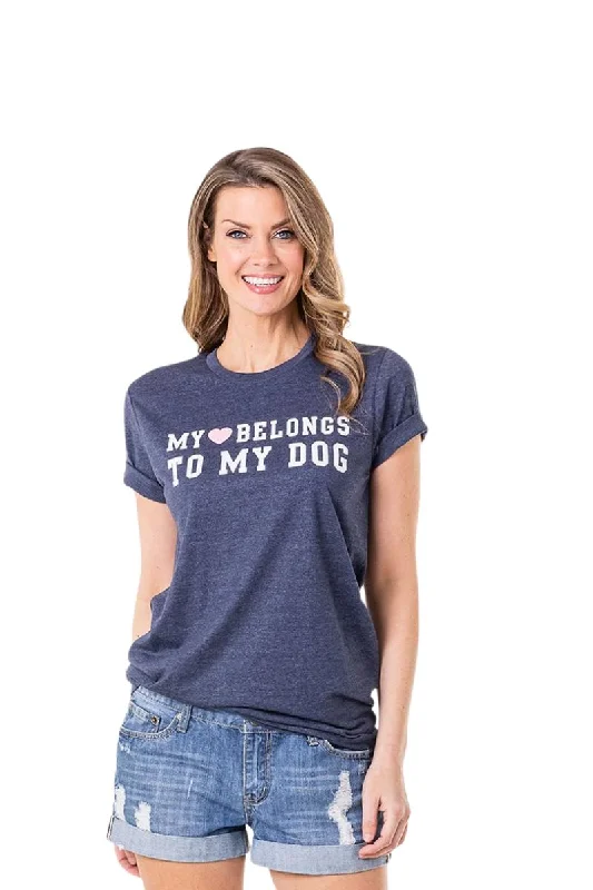 Casual Fit My Heart Belongs to My Dog Graphic Tees