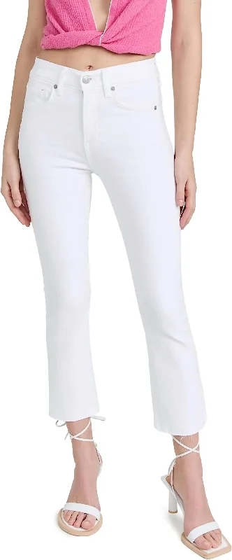 Timeless Outfits Carly Kick Flare Raw Hem Jeans In White