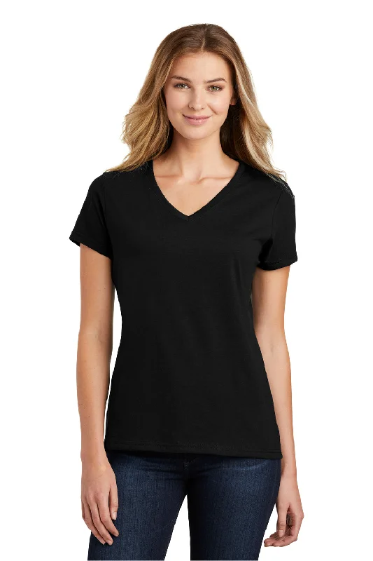 Soft Textures Port & Company Womens Fan Favorite Short Sleeve V-Neck T-Shirt - Jet Black