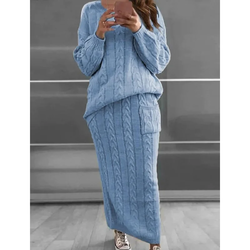 Effortless Looks Women's Pocket Knitted Patchwork Solid Casual Long Sleeve Loose Sweater