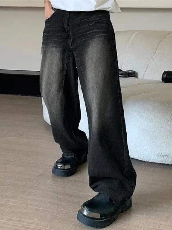 Soft Looks Vintage Wash Straight Leg Loose Jeans
