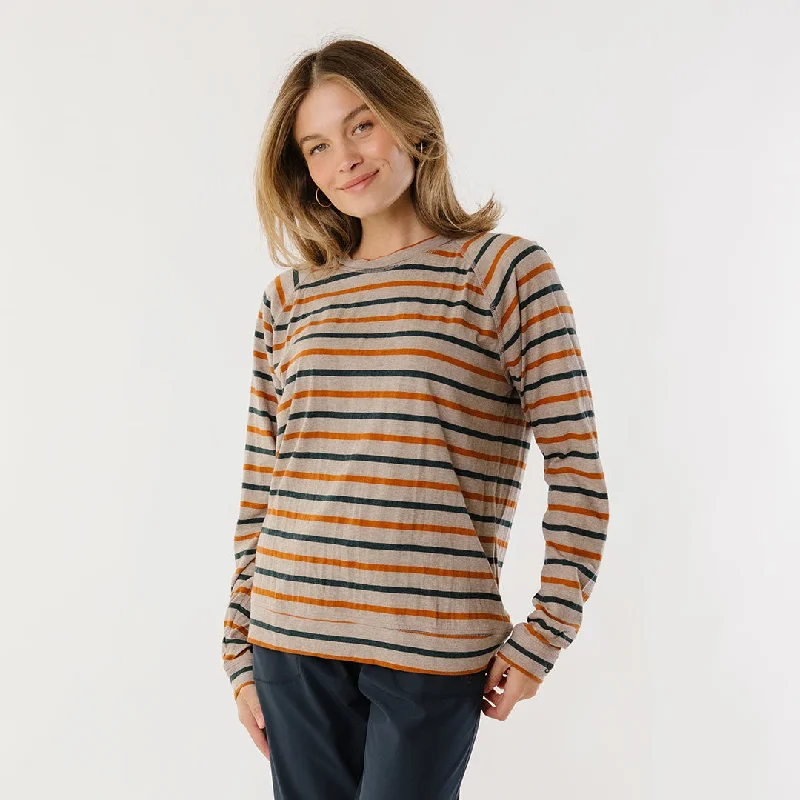 Easy Chic Wear Riley Long Sleeve Stripe Tee, Navy/Rust