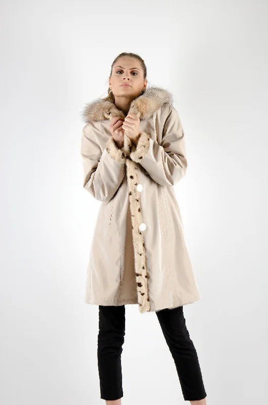 Relaxed Fashion 14 | Hooded Mink Fur Reversible Coat