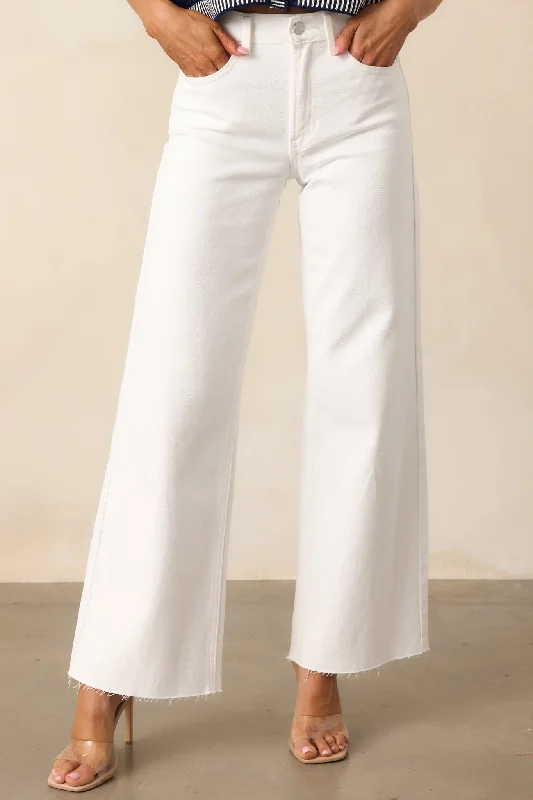 Casual Chic Wear In The Countryside White Straight Leg Jeans