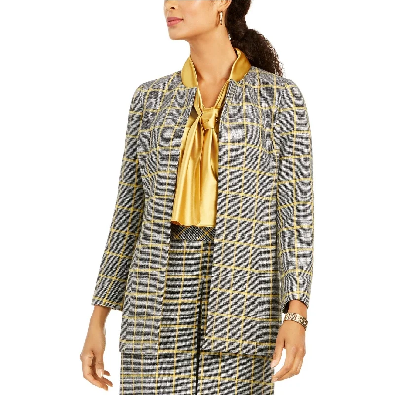 Cozy Lifestyle Kasper Womens Plaid Blazer Jacket, Yellow, 8