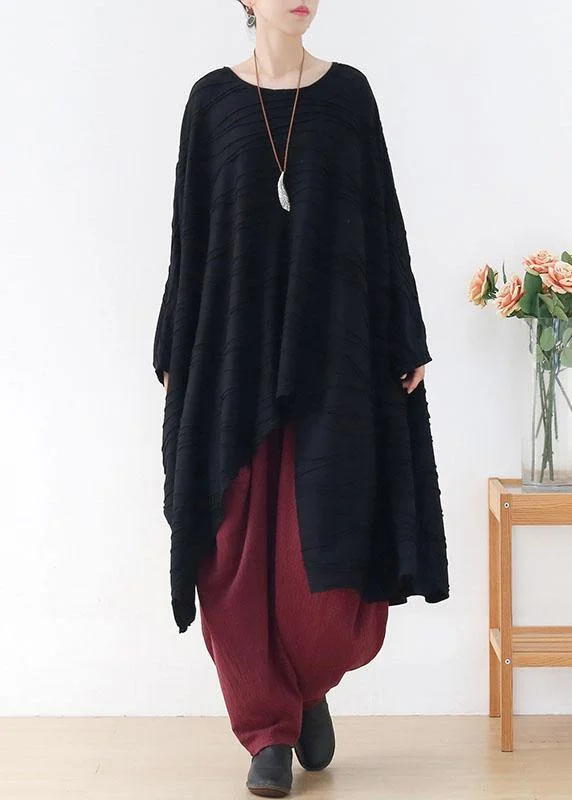 Trendy Comfort Wear Classy Black O-Neck Loose Fall Long Sleeve Tops