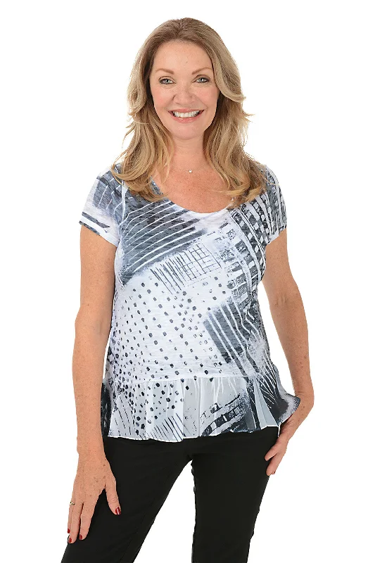 Breezy Comfort Petite Black Gradient Burnout Knit Top