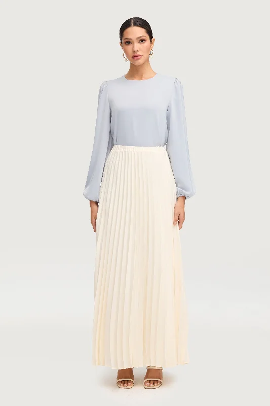 Timeless Outfits Pleated Maxi Skirt - Moonbeam