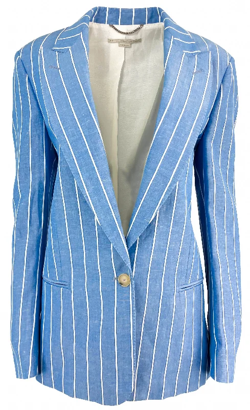 Comfortable Fitwear Stella McCartney Striped Single-Breasted Blazer in Light Blue/White